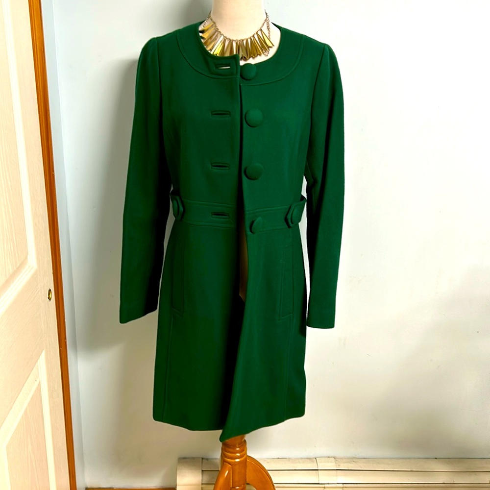 Beautiful emerald green wool three-quarter, Banana Republic coat EUC